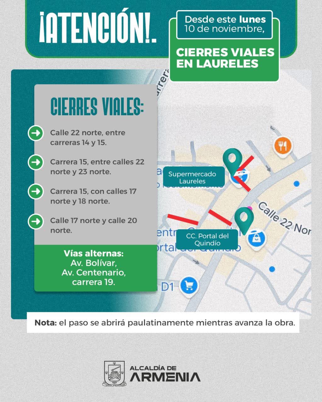 Cierres viales laureles